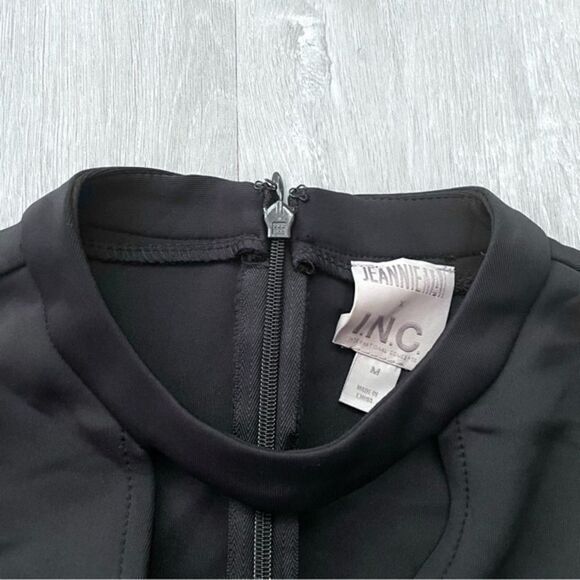 INC Women's NWT Tulle Long Sleeve Short Bodycon Black Party Dress M - Picture 3 of 4